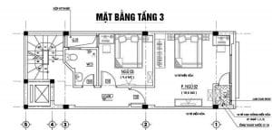 Bản vẻ nhà phố 5 tầng - Tầng 3