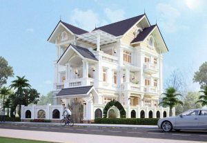 Mẫu biệt thự mái thái 3 tầng