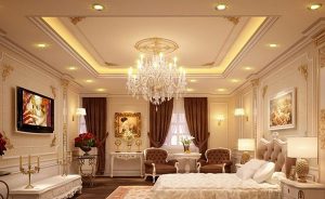 thiet ke tran thach cao phong ngu sang trong, hien dai 1 Những mẫu thiết kế trần thạch cao phòng ngủ đẹp 1
