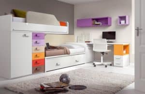 Thiết kế giường tầng kết hợp tủ quần áo