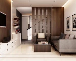 Thiết kế vách ngăn gỗ phong thủy
