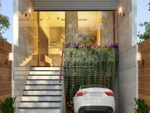 mẫu thiết kế nhà sang trong có gara o tô