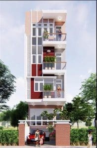 mẫu nhà lệch tầng với tầng bán hầm tiện dụng