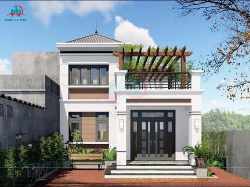 Mẫu biệt thự mini 90m2 4 phòng ngủ ngang 7x14 ở nông thôn