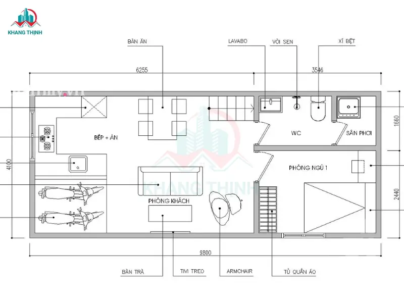 Bản vẽ nhà cấp 4 gác lửng 4 phòng ngủ