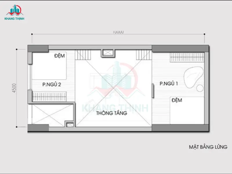 Bản vẽ nhà cấp 4 gác lửng 2 phòng ngủ