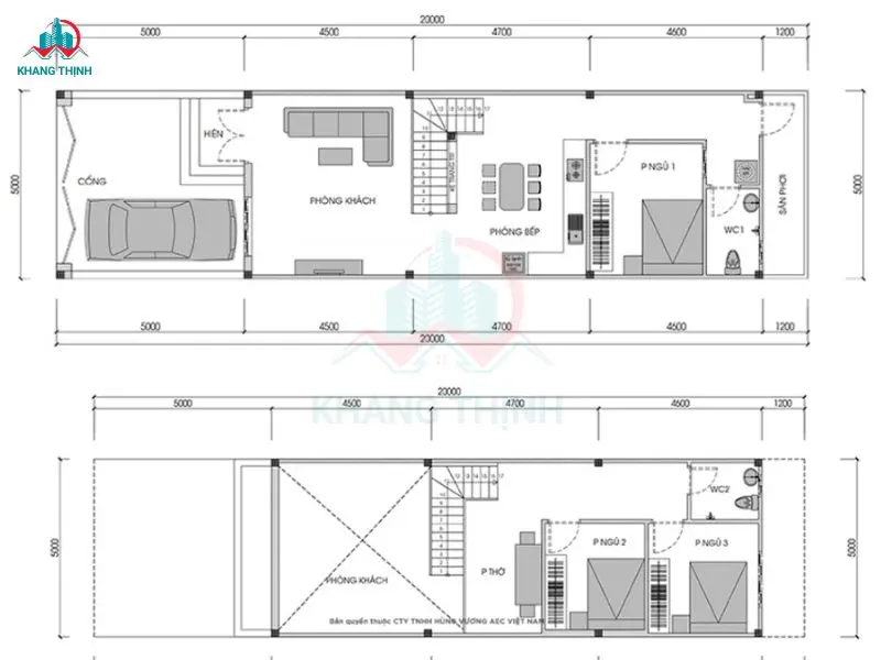 Bản vẽ nhà cấp 4 gác lửng 3 phòng ngủ