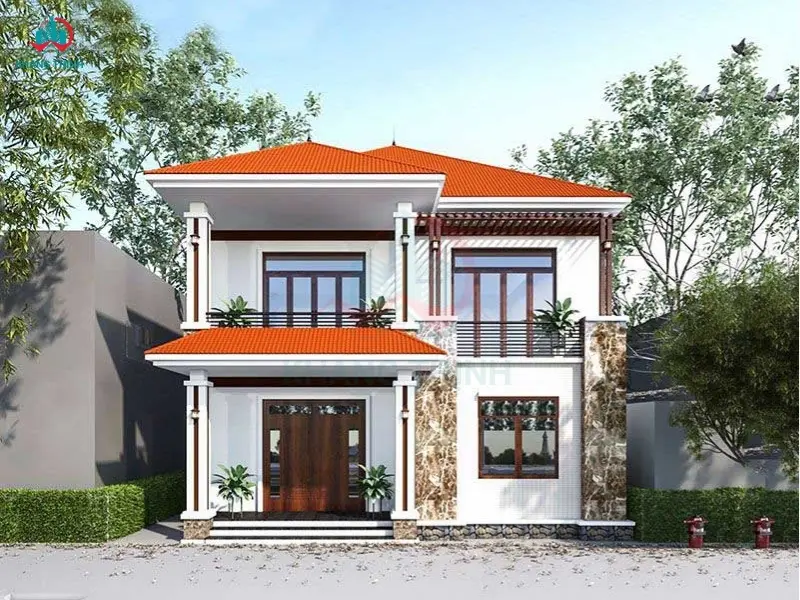 Mẫu nhà nhà 1 trệt 1 lầu mái ngói