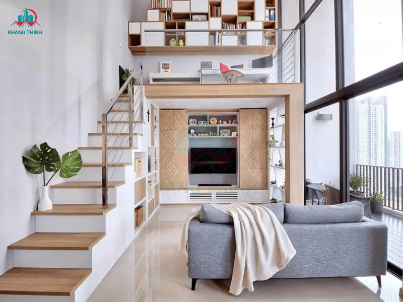Mẫu nhà cấp 4 có gác lửng 1 phòng ngủ