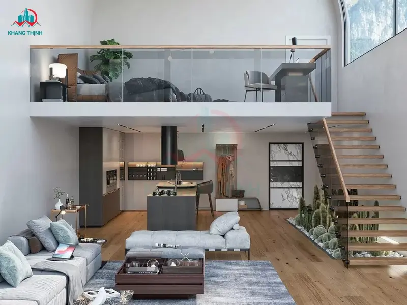 Mẫu nhà cấp 4 có gác lửng 4x16