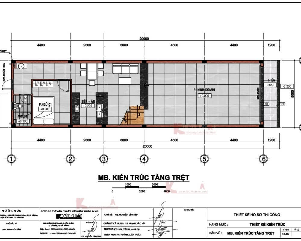 Bản vẽ thiết kế nhà vừa ở vừa kinh doanh 2 tầng cho tầng 1