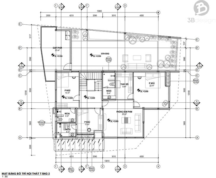 Bản vẽ thiết kế nhà 2 mặt tiền kinh doanh