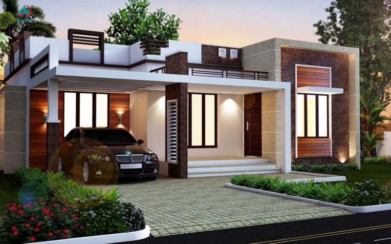 Mẫu Thiết Kế Nhà Cấp 4 Gác Lửng 8×10 Mái Bằng Có Gara Ô Tô