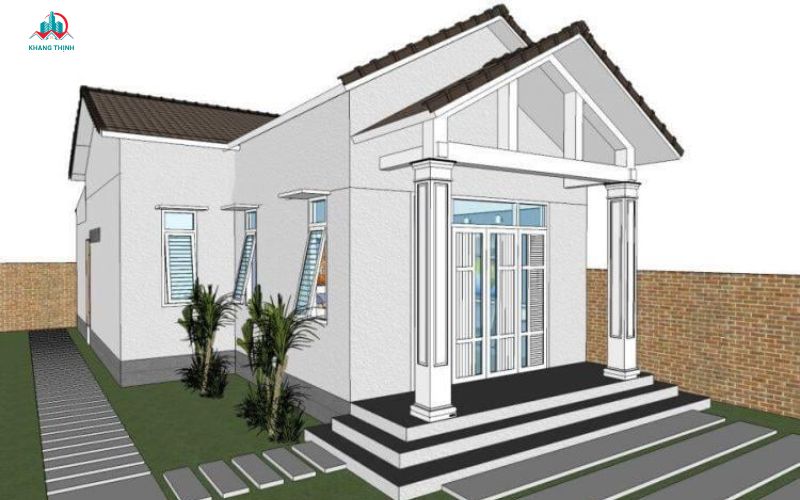 Phối cảnh thiết kế nhà cấp 4 diện tích 8x12m thoáng mát