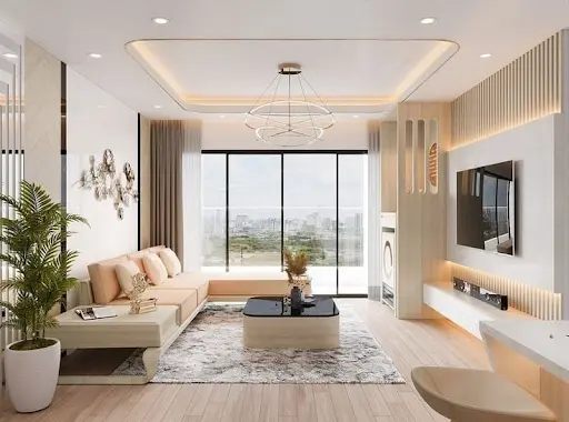 Không gian phòng khách nhà phố hiện đại, thoáng đãng và tiện nghi