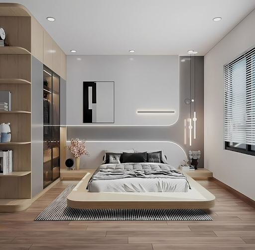 Nội thất phòng ngủ nhà phố hiện đại, tối ưu không gian lưu trữ và tạo cảm giác thư giãn