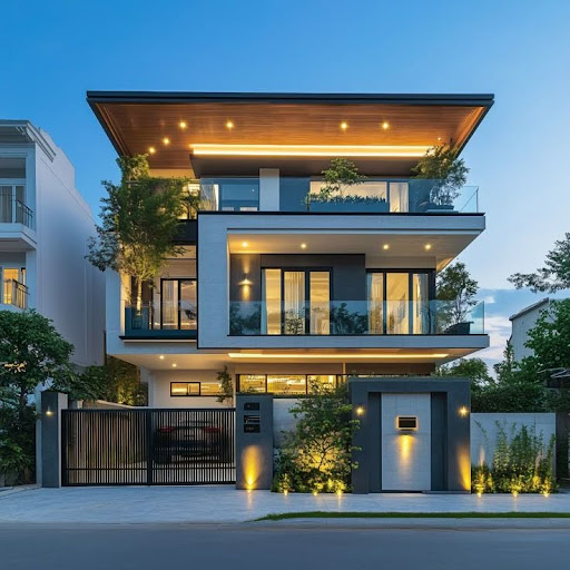 Mẫu thi công nhà trong phố có gara ô tô