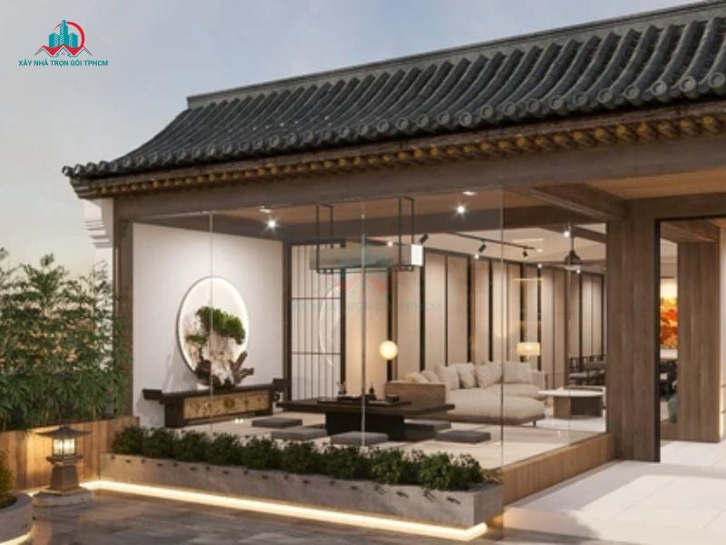 Mẫu thiết kế sân vườn kiểu Penthouse Á Đông mang nét đẹp ấm cúng. Mẫu thiết kế sân vườn kiểu Penthouse Á Đông mang nét đẹp ấm cúng.