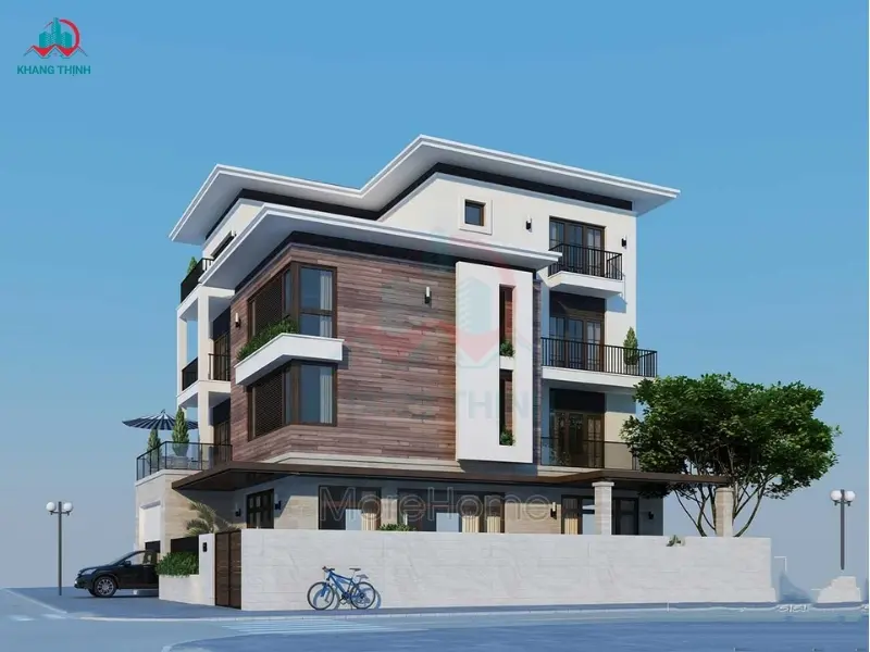 Mẫu nhà 2 mặt tiền mái bằng 2
