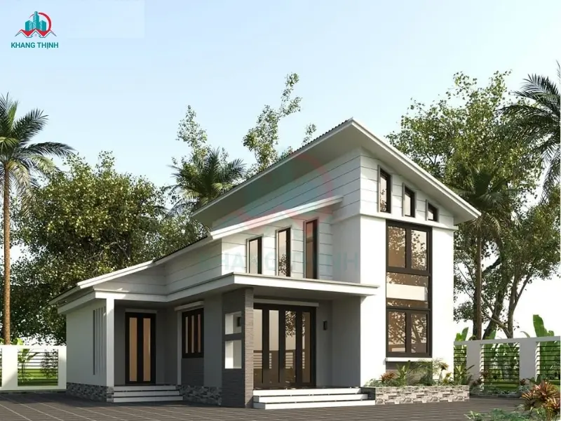 Mẫu nhà 2 mặt tiền mái lệch 2