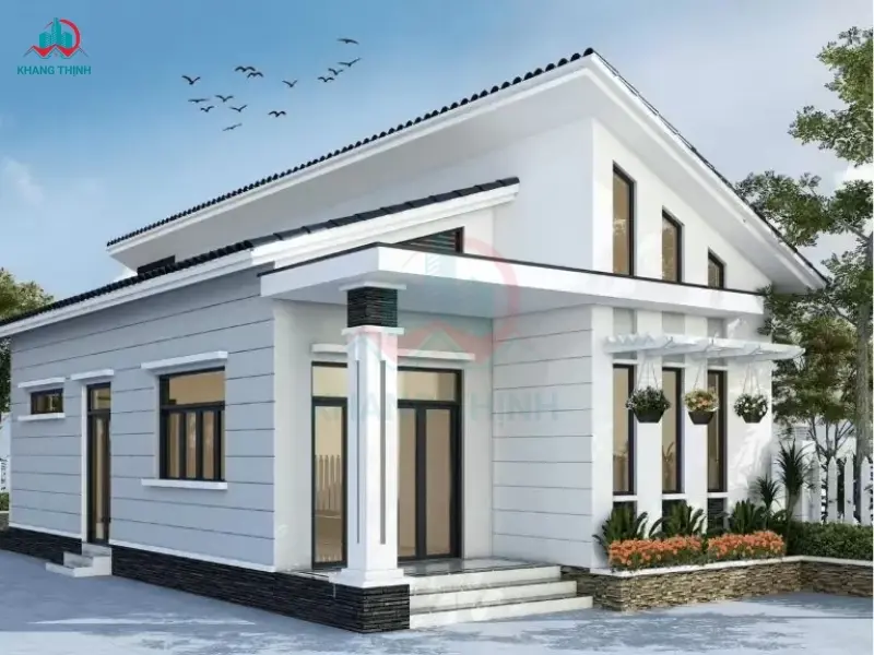 Mẫu nhà 2 mặt tiền mái lệch